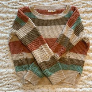 Distressed fall sweater